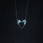 Turquoise heart shape ancient pattern sterling silver pendant necklace - Vintage