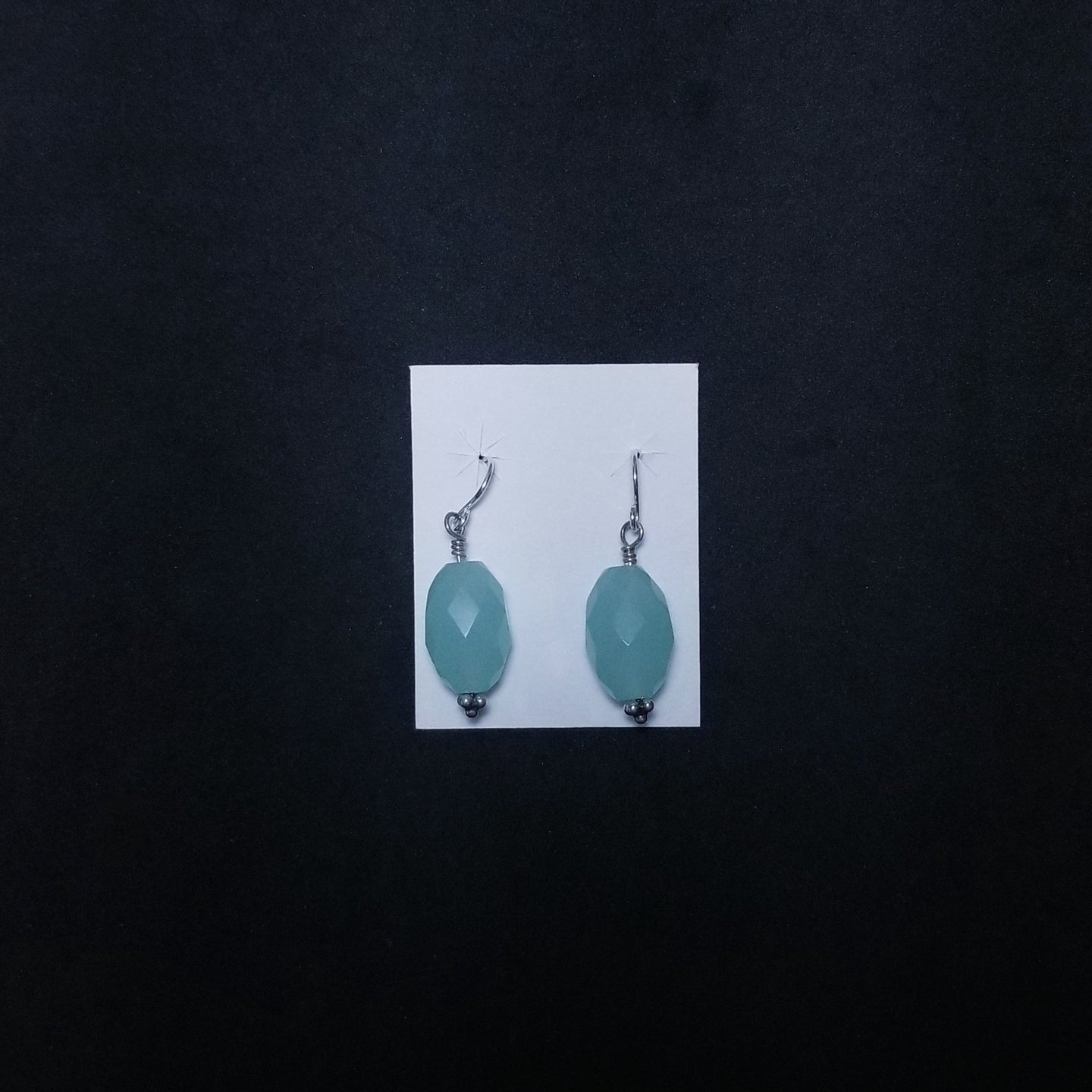 6 mm Hexagonal Prism blue green amazonite  sterling silver dangles earrings