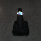 Symmetry with shiny Triangle inlay multistone Purple Shell Turquoise Lapis Parallelogram Sterling silver ring size 6