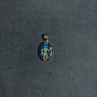 Kokopelli inlay Turquoise sterling silver oval shape pendant necklace
