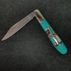 SMALL Turquoise inlay pocket knife with black sheath stiletto knife