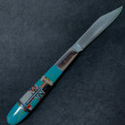 SMALL Turquoise inlay pocket knife with black sheath stiletto knife