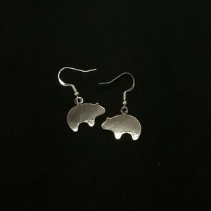 Bear with Symbol sterling silver jewelry dangle earrings