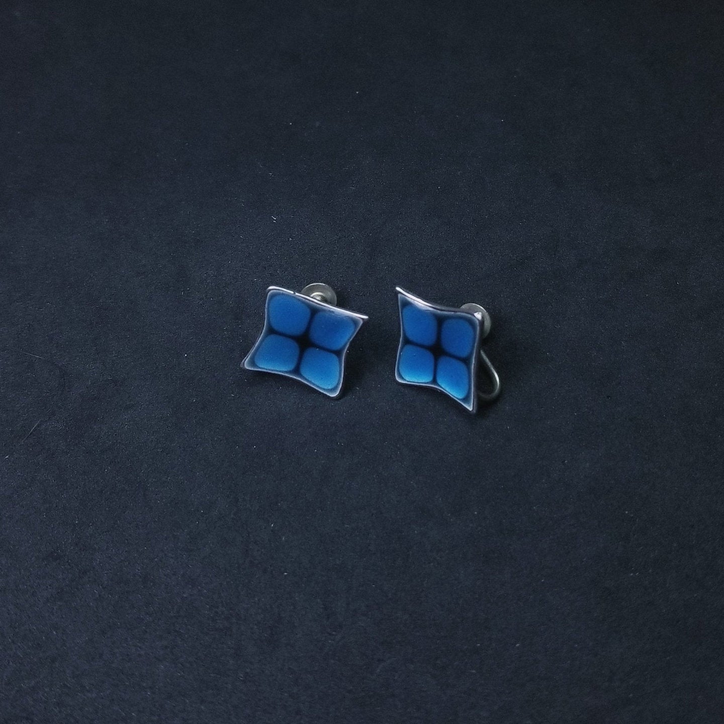 Denim Lapis Star sterling silver stud earrings- Vintage