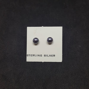 5 mm Peacock Mother of Pearl sterling silver stud earrings