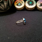Little Dragon fly Blue Fire Opal thin band Sterling silver vintage ring