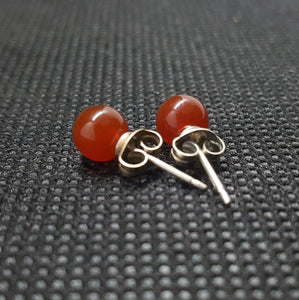 Spessartite Garnet sterling silver 6mm stud earrings