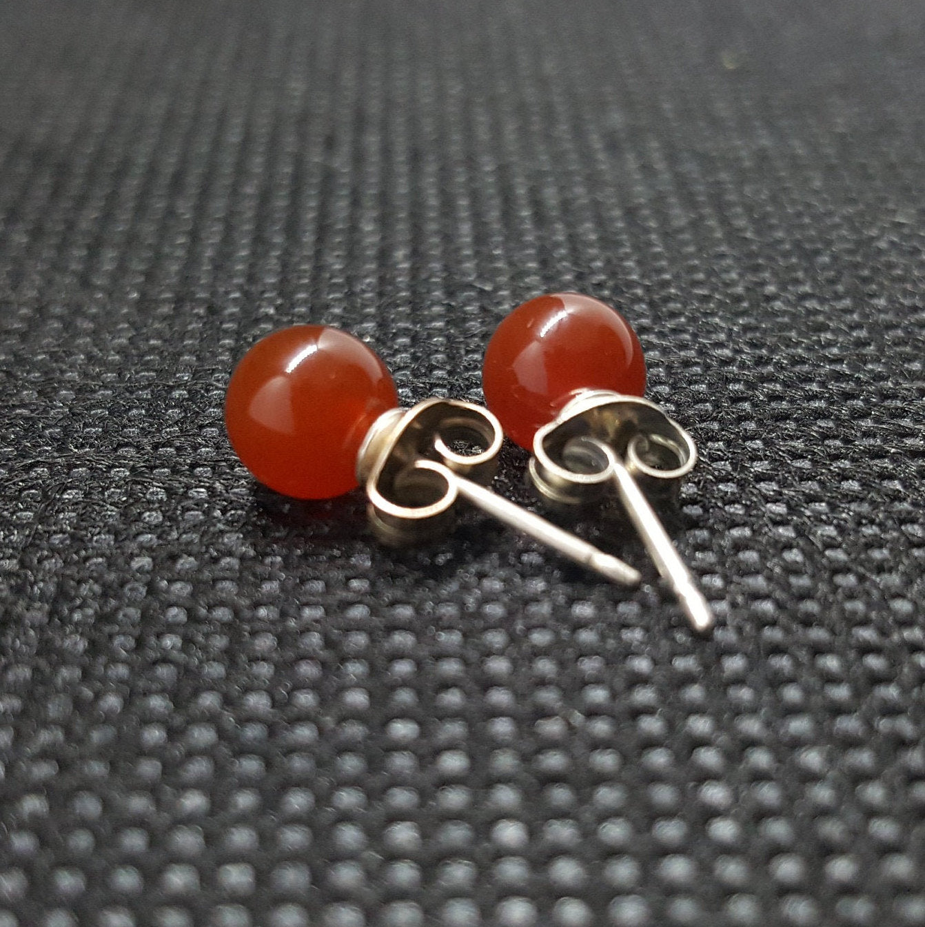 Spessartite Garnet sterling silver 6mm stud earrings