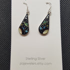 Galaxy Black Onyx Kingman and Green Turquoise White and Yellow Mother of Pearl Blue Opal earrings Sterling Silver