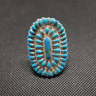 Cluster ring Handmade Kingman Turquoise Ring Adjustable Size Sterling Silver