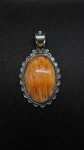 Silver Navajo Spiny Oyster Pendant Necklace Sterling Silver