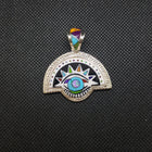 Eye Inlay White Buffalo Black Onyx Green Purple and Kingman Turquoise  Blue and White Opal Pendant Necklace Sterling Silver