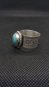 Silver Kingman Turquoise Navajo Ring Sterling Silver