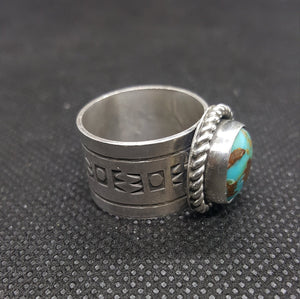 Silver Navajo Kingman Turquoise Ring Sterling Silver