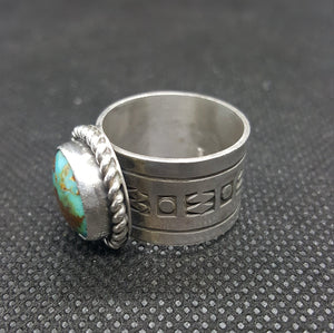 Silver Navajo Kingman Turquoise Ring Sterling Silver