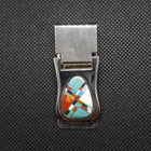 Stainless Steel Inlay Multi Stone Money Clip