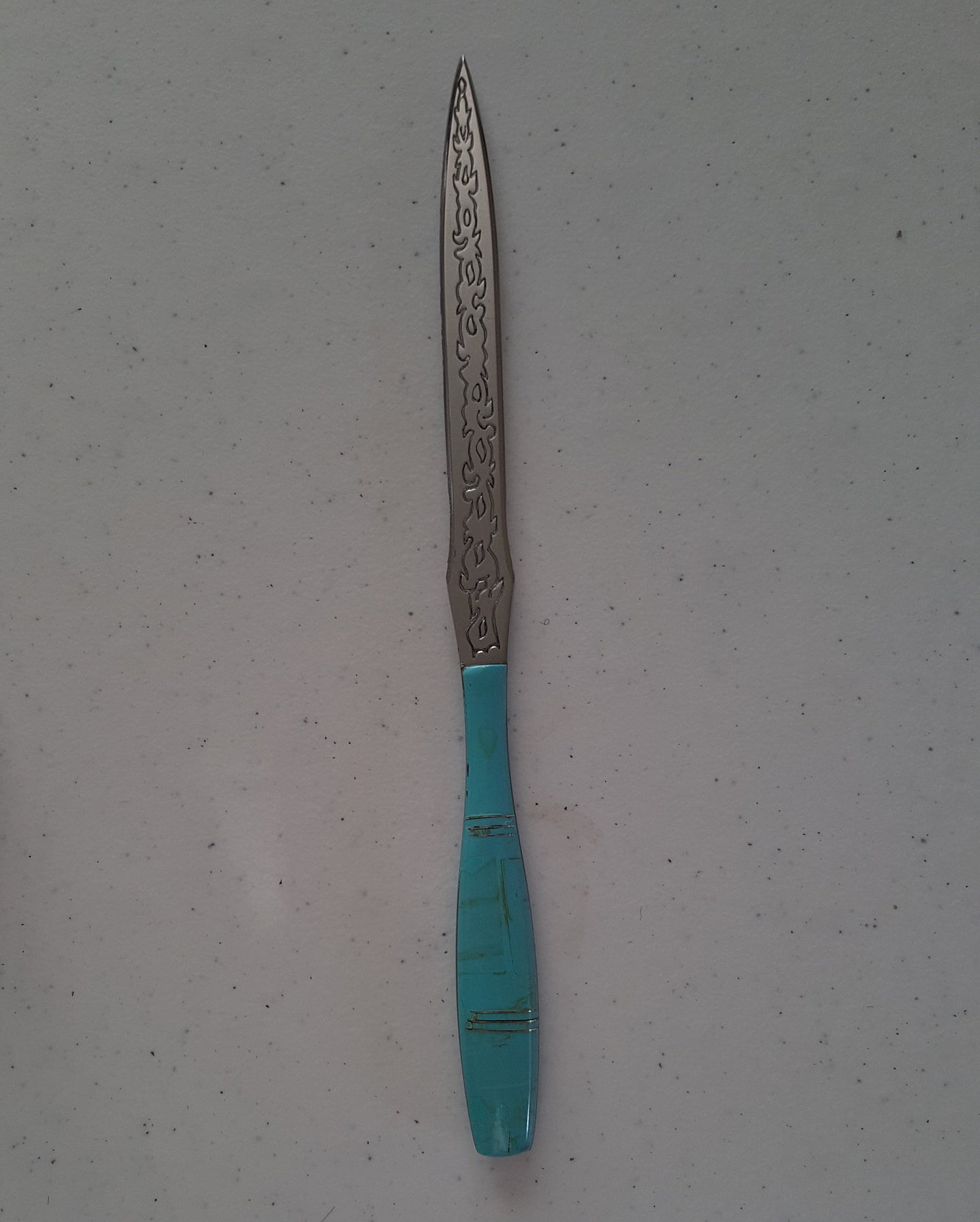 Stainless Steel Kingman Turquoise Letter Opener One Sided Blade