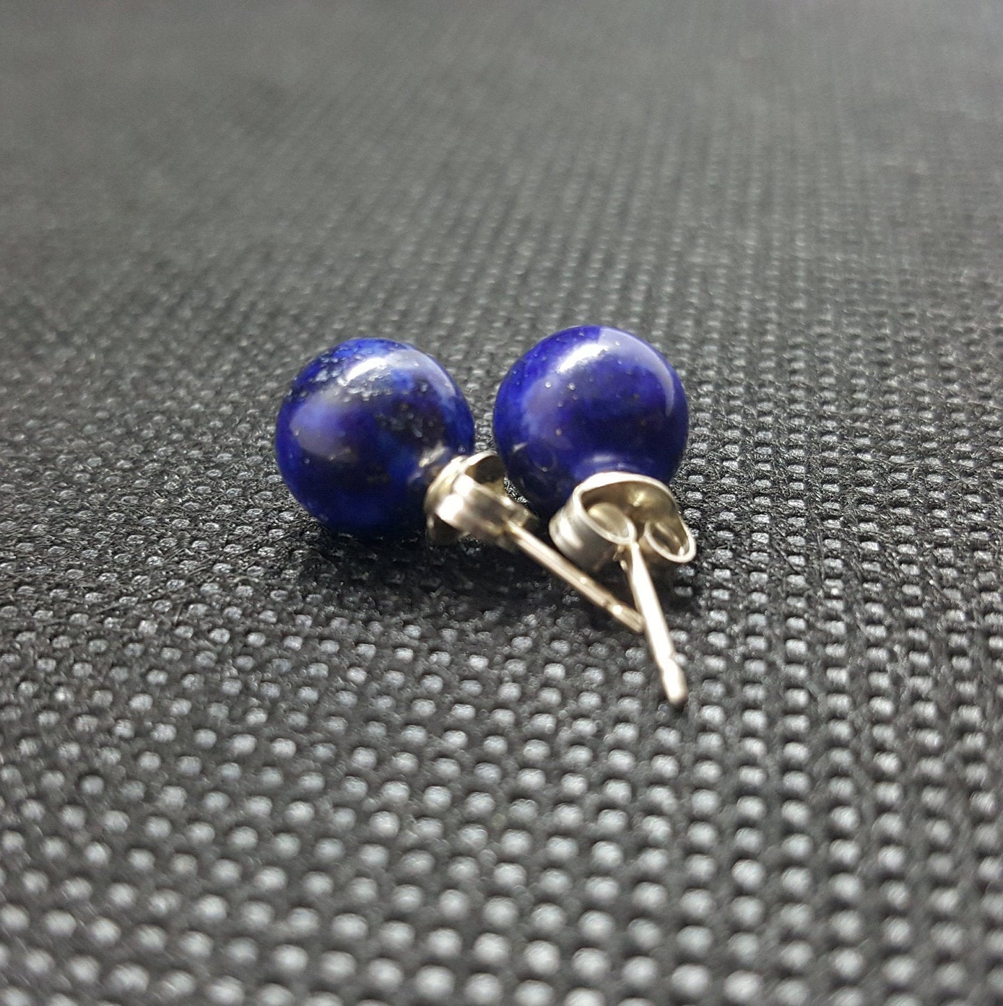 Lapis sterling silver 8mm stud earrings