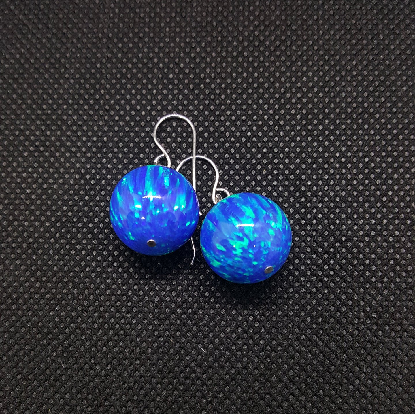 Silver Blue Opal Ball Dangle Earing Sterling Silver