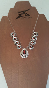 Silver Navajo Orange Coral Necklace and Earing Pack Sterling Silver