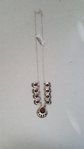 Silver Navajo Orange Coral Necklace and Earing Pack Sterling Silver
