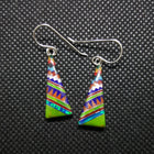 Silver Multi Stone Inlay Dangle Earing Triangle Sterling Silver