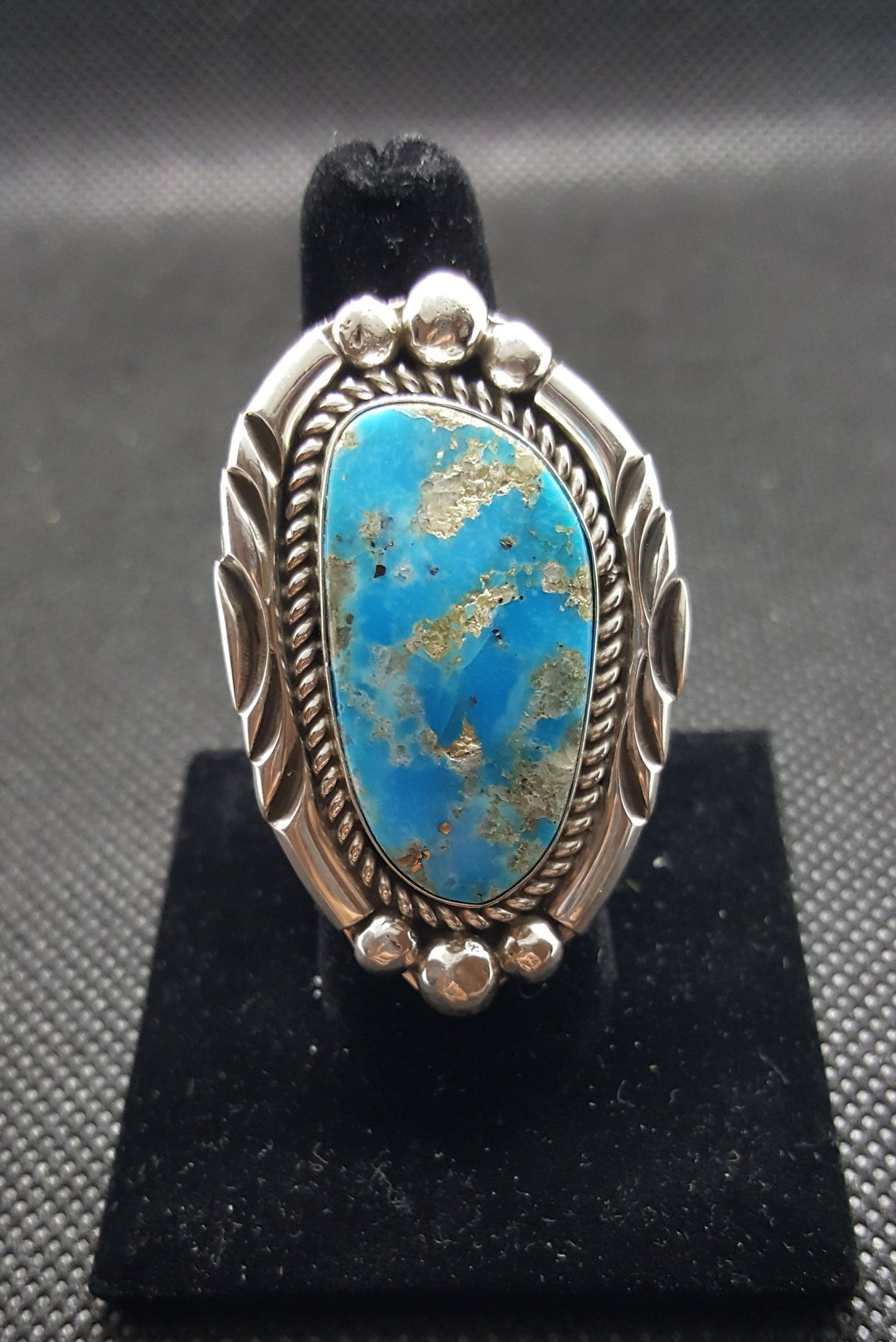 Natural Kingman Turquoise twist and petite design Ring Sterling Silver