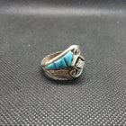 Silver Navajo Kingman Turquoise CZ Ring Sterling Silver