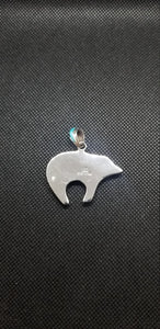 Galaxy Bear Multi Stone Inlay Pendant Necklace Sterling Silver