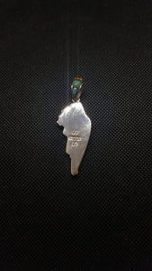 Kingman Turquoise Black Onyx White Mother of Pearl Fire Coral Spiny Oyster White Opal Pendant Necklace Sterling Silver