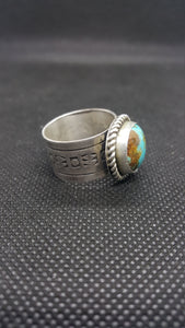 Silver Kingman Turquoise Navajo Ring Sterling Silver