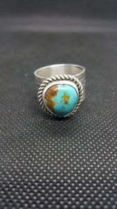 Silver Kingman Turquoise Navajo Ring Sterling Silver