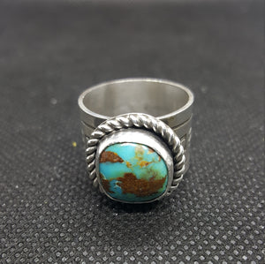 Silver Navajo Kingman Turquoise Ring Sterling Silver