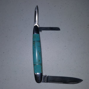 Stainless Steel Kingman Turquoise Three Bladed Knife