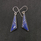 Silver Lapis Lazuli Triangle Dangle Earing Sterling Silver